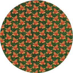 Round Machine Washable Transitional Red Brown Rug, wshpat326