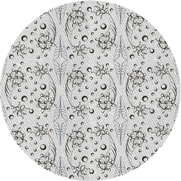 Round Machine Washable Transitional Grey Gray Rug, wshpat3276