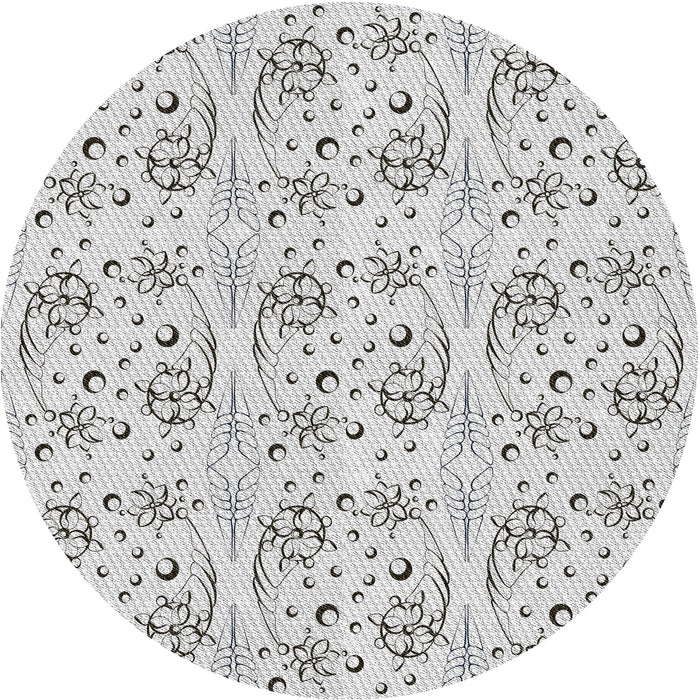Round Machine Washable Transitional Grey Gray Rug, wshpat3276