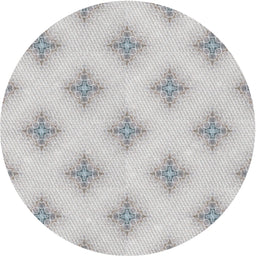 Round Patterned Off White Beige Novelty Rug, pat3284