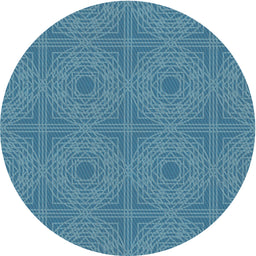 Round Patterned Blue Turquoise Green Novelty Rug, pat3286