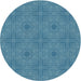 Round Machine Washable Transitional Blue Turquoise Green Rug, wshpat3286