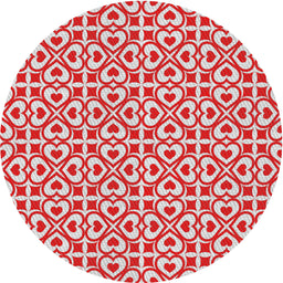 Round Machine Washable Transitional Red Rug, wshpat328