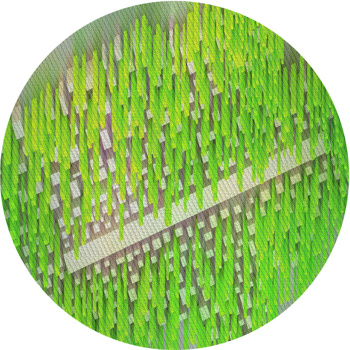 Round Patterned Yellowish Green Modern Rug, pat3299