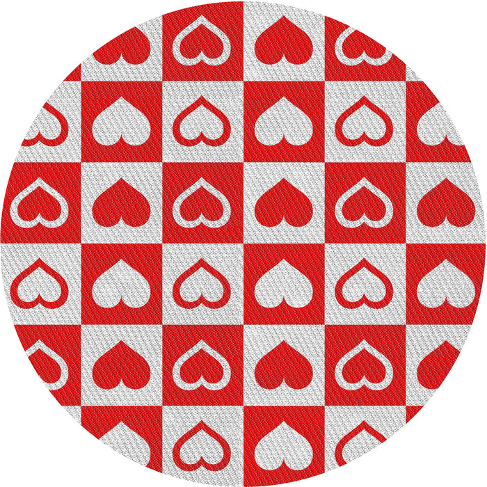 Round Patterned Red Novelty Rug, pat329