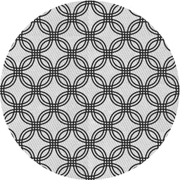 Round Patterned Platinum Gray Novelty Rug, pat3302
