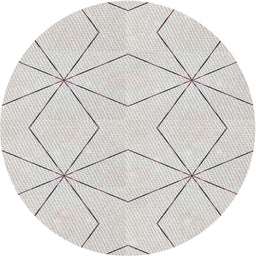 Round Patterned Pearl White Beige Novelty Rug, pat3309