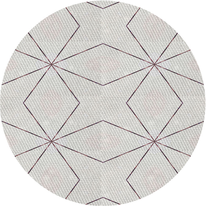 Round Patterned Pearl White Beige Novelty Rug, pat3309