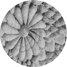 Round Patterned Carbon Gray Novelty Rug, pat3313