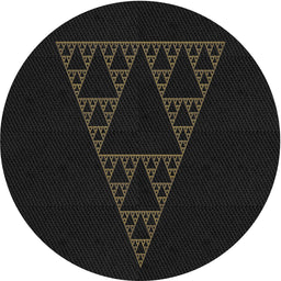 Round Patterned Black Novelty Rug, pat3316
