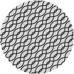 Round Patterned Platinum Gray Novelty Rug, pat3317