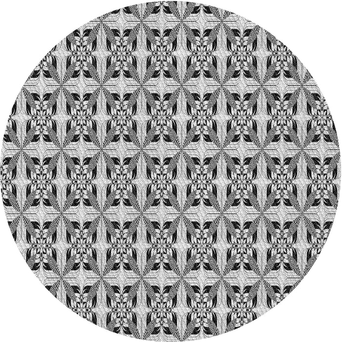 Round Patterned Gray Novelty Rug, pat3318