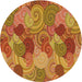 Round Patterned Mahogany Brown Novelty Rug, pat3320