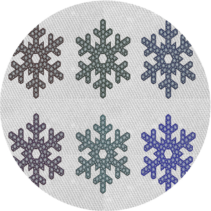 Round Machine Washable Transitional White Smoke Rug, wshpat3324