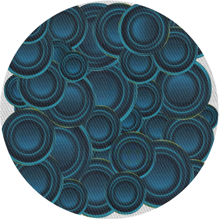 Round Machine Washable Transitional Night Blue Rug, wshpat3328