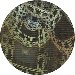Round Patterned Khaki Green Novelty Rug, pat3329