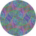 Round Patterned Purple Modern Rug, pat3335