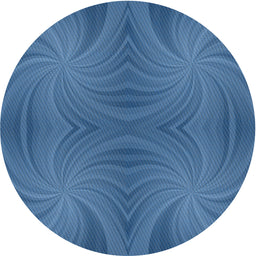 Round Machine Washable Transitional Blueberry Blue Rug, wshpat3337