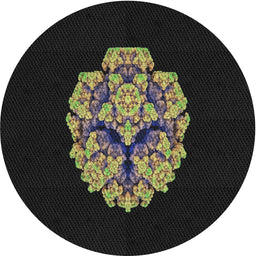 Round Patterned Carbon Gray Novelty Rug, pat3359