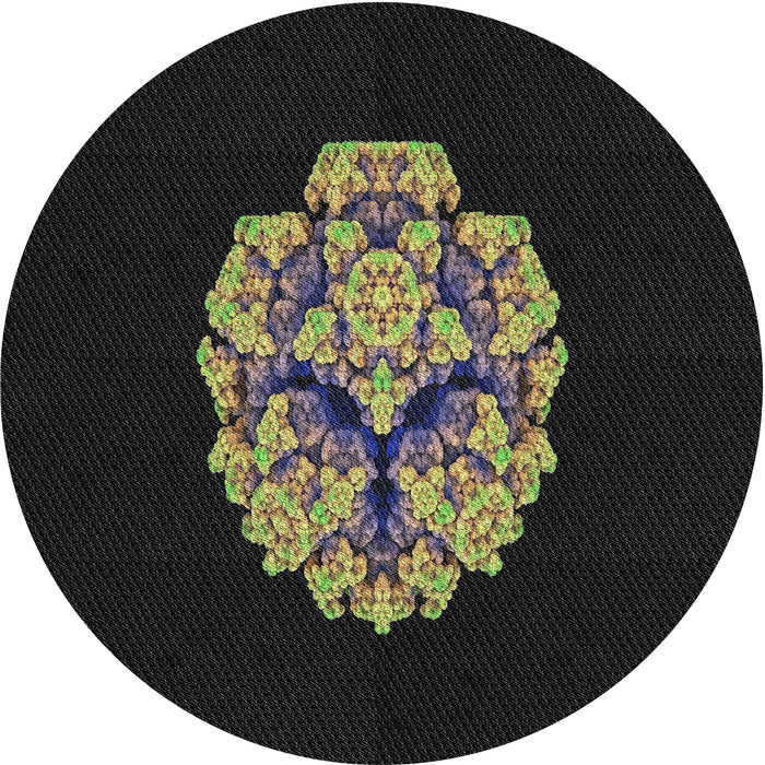 Round Machine Washable Transitional Carbon Gray Rug, wshpat3359