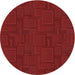 Round Machine Washable Transitional Fire Red Rug, wshpat3374