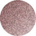 Round Machine Washable Transitional Brown Red Rug, wshpat3375