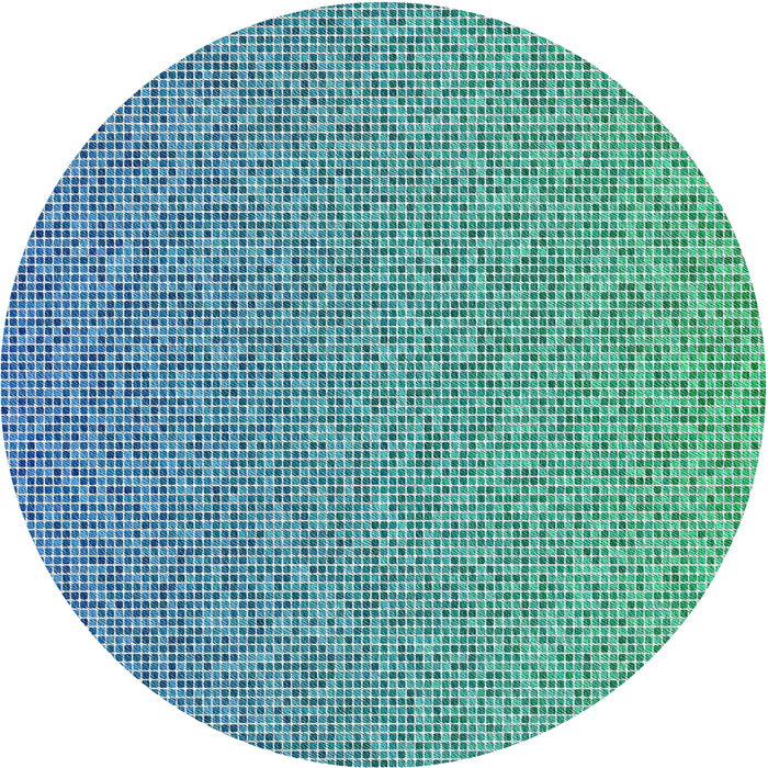 Round Patterned Dark Cyan Green Novelty Rug, pat3376