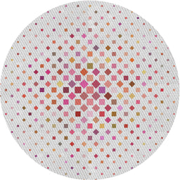 Round Machine Washable Transitional White Smoke Rug, wshpat3381