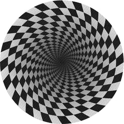 Round Machine Washable Transitional Midnight Gray Rug, wshpat3402