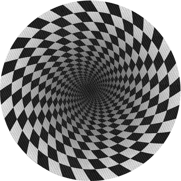 Round Machine Washable Transitional Midnight Gray Rug, wshpat3402