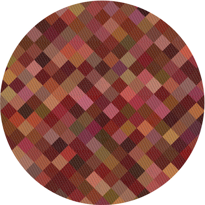 Round Machine Washable Transitional Orange Rug, wshpat3406