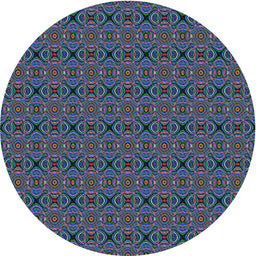 Round Machine Washable Transitional Sea Green Rug, wshpat340