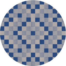 Round Patterned Azure Blue Novelty Rug, pat3413