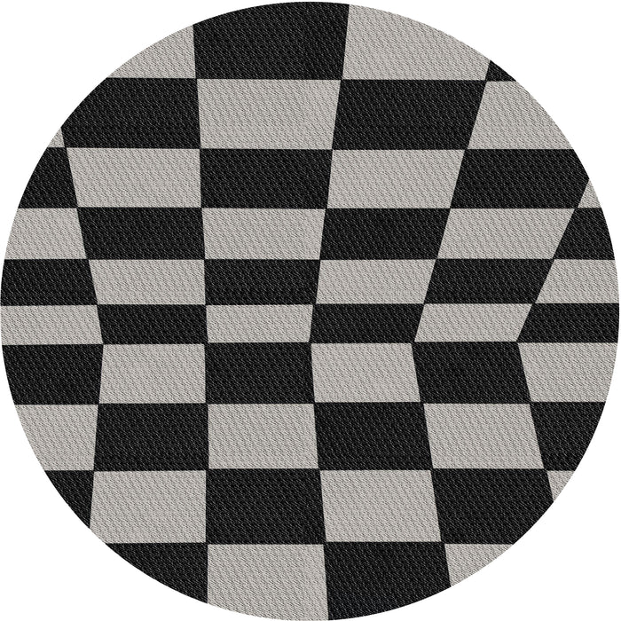 Round Machine Washable Transitional Midnight Gray Rug, wshpat3414