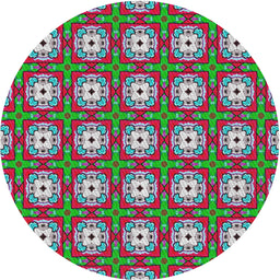 Round Machine Washable Transitional Green Rug, wshpat3417