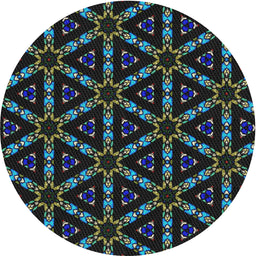 Round Patterned Green Novelty Rug, pat3427