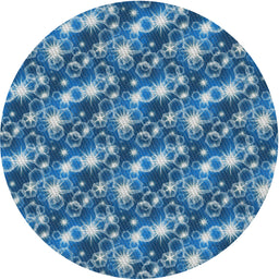 Round Machine Washable Transitional Blueberry Blue Rug, wshpat3435