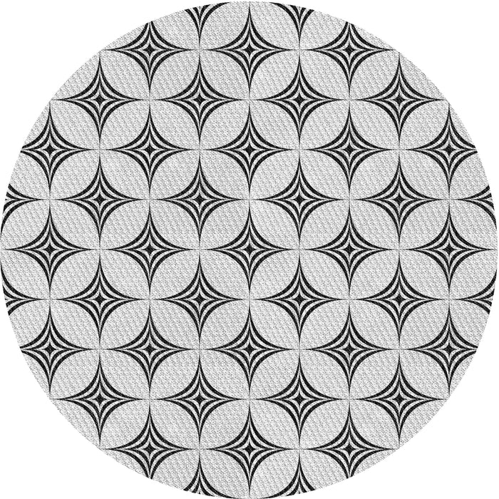 Round Patterned Off-White Novelty Rug, pat3437