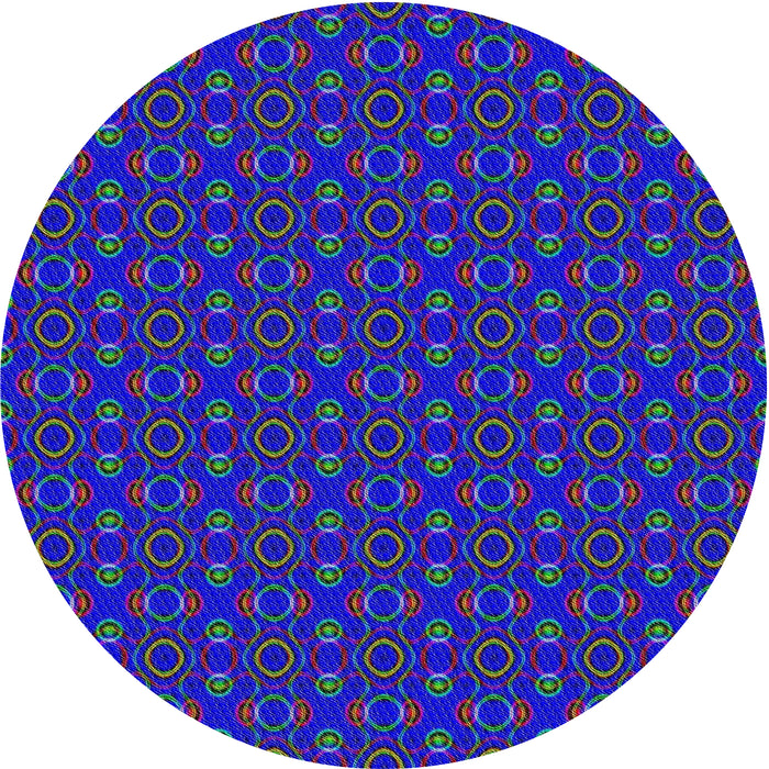 Round Patterned Azure Blue Novelty Rug, pat343