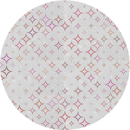 Round Machine Washable Transitional White Smoke Rug, wshpat3440