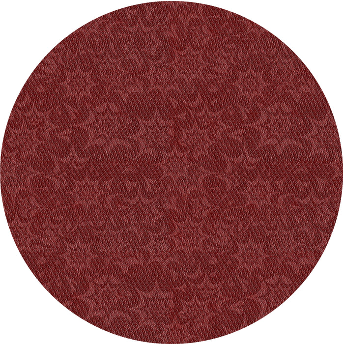 Round Machine Washable Transitional Crimson Red Rug, wshpat3441