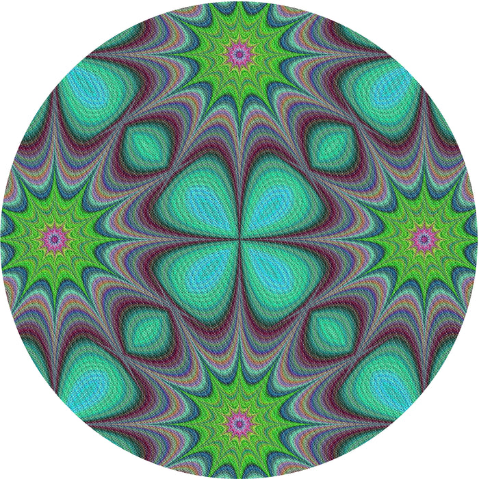 Round Patterned Gray Abstract Machine Washable Rug, wshpat3444