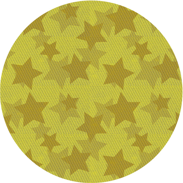 Round Machine Washable Transitional Yellow Rug, wshpat3460