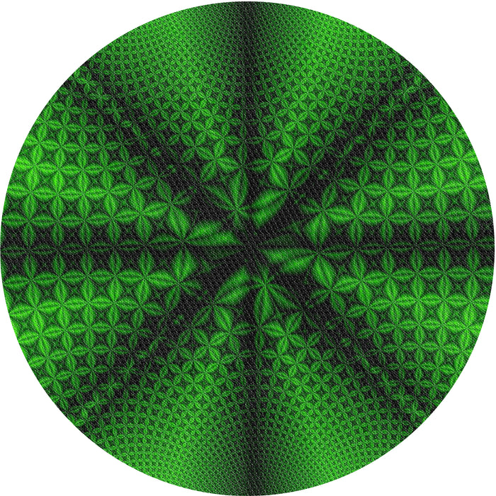 Round Patterned Dark Forest Green Novelty Rug, pat346