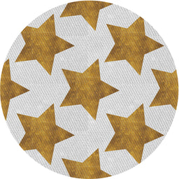 Round Patterned White Chocolate Beige Novelty Rug, pat3472