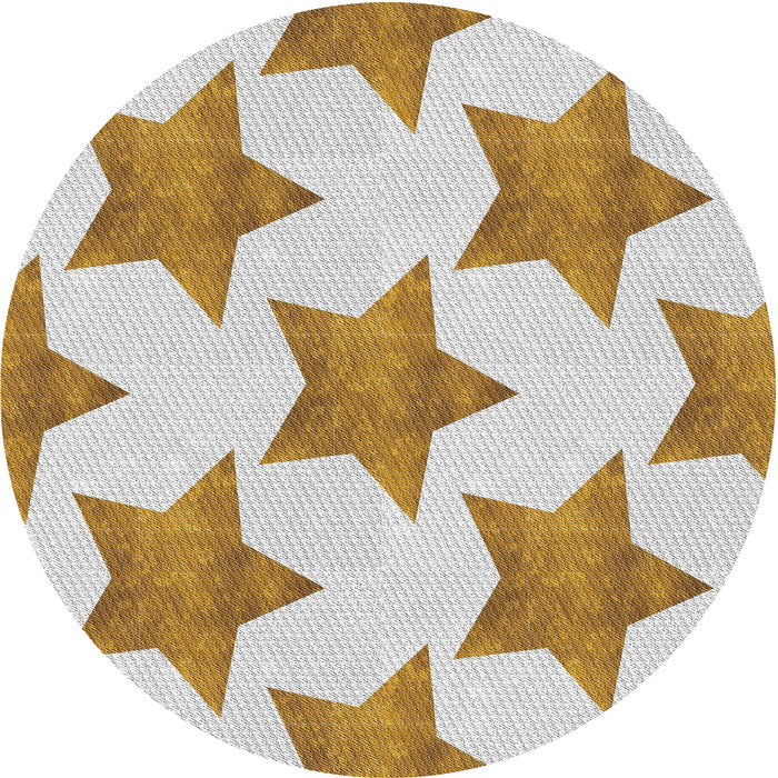 Round Patterned White Chocolate Beige Novelty Rug, pat3472