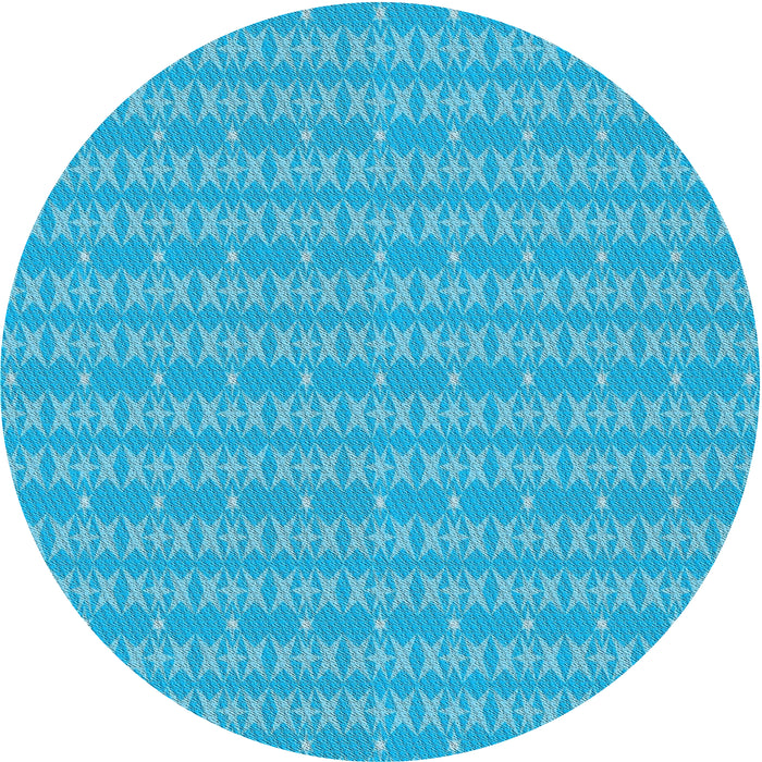 Round Machine Washable Transitional DeepSky Blue Rug, wshpat3481