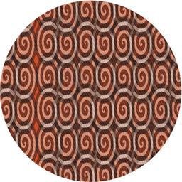 Round Patterned Sunrise Orange Modern Rug, pat3483