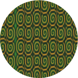 Round Patterned Dark Forest Green Modern Rug, pat3484