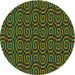 Round Machine Washable Transitional Dark Forest Green Rug, wshpat3484